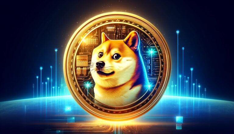 Dall·e 2024 04 24 14.53.51 A Digital Illustration Of A Dogecoin In A Wide Format. The Coin Should Prominently Feature The Shiba Inu Dog Face Which Is The Mascot Of Dogecoin Se.webp.jpeg