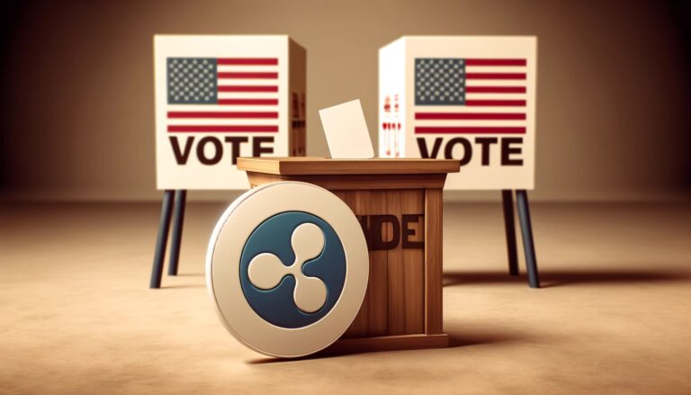 Dall·e 2024 05 29 13.51.54 A Wide Image Featuring The Official Ripple Logo Prominently Displayed In Front Of An American Ballot Box. The Scene Is Set Against A Neutral Backgroun.webp.jpeg