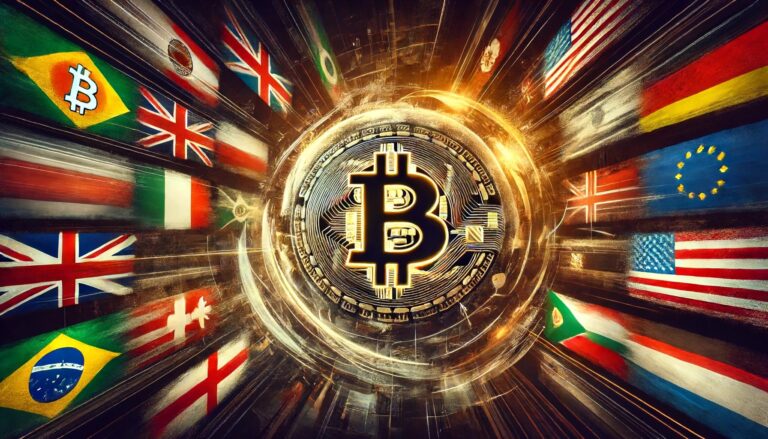 Dall·e 2024 06 13 10.09.58 A Dramatic Digital Art Scene Depicting The Concept Of Nations Competing For Bitcoin Dominance. The Composition Includes A Large Glowing Bitcoin Symbo.webp.jpeg