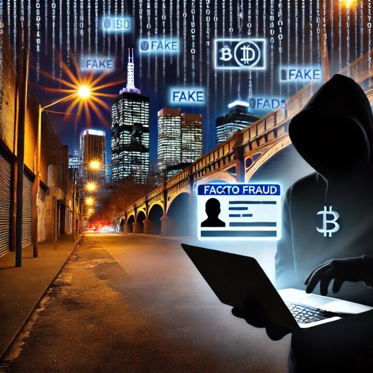 Dall·e 2024 06 21 15.01.01 A Dramatic Digital Artwork Depicting A Scene In Melbourne Australia Focused On A Crypto Fraud Theme. The Image Features A Shadowy Figure Representin.webp.jpeg